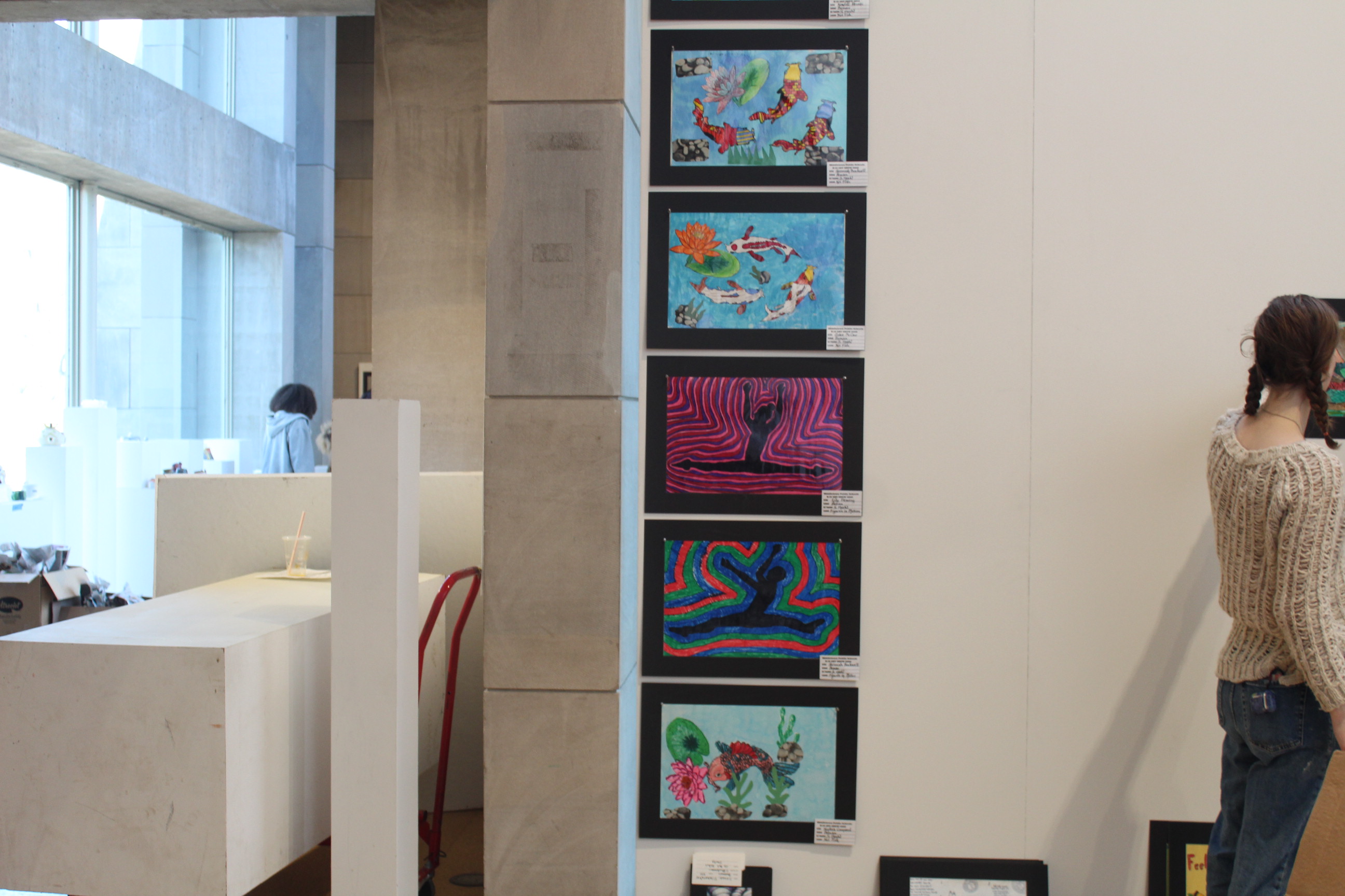 Student artwork featured at the gallery for the 2023 Middletown Public Schools K-12 Art Show